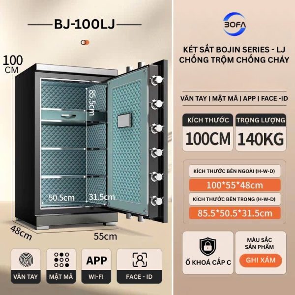 Két sắt nhập khẩu Bofa BJ-100LJ 5 phương thức mở khóa Face ID App