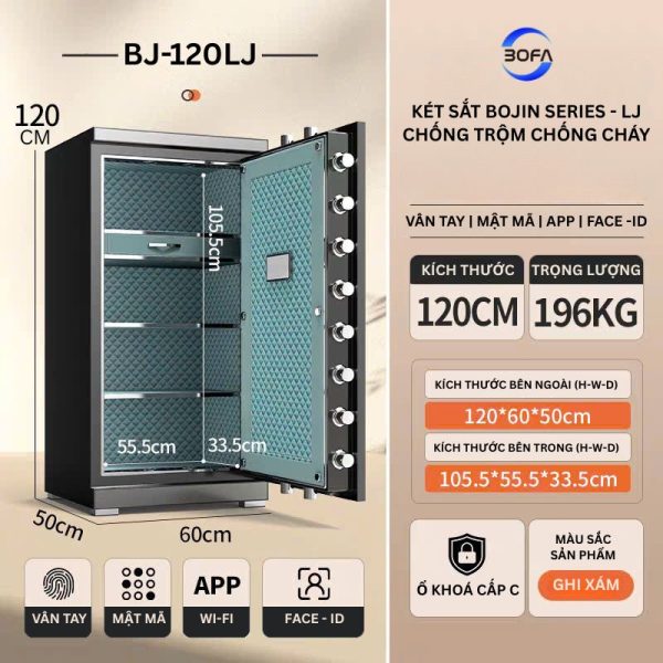 Két sắt nhập khẩu Bofa BJ-120LJ 5 phương thức mở khóa Face ID App