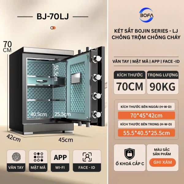 Két sắt nhập khẩu Bofa BJ-70LJ 5 phương thức mở khóa Face ID App