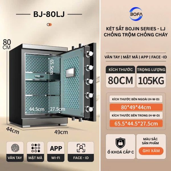 Két sắt nhập khẩu Bofa BJ-80LJ 5 phương thức mở khóa Face ID App